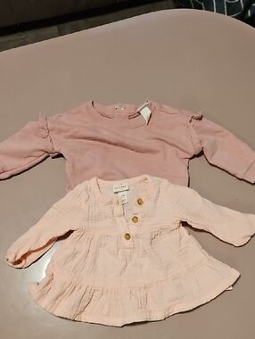 Cat & Jack Pink Layered Baby Tops - Light Pink and Dusty Rose